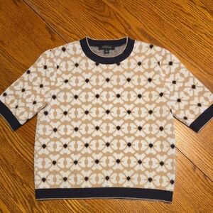 Ann Taylor Tan and Black Geometric Sweater
